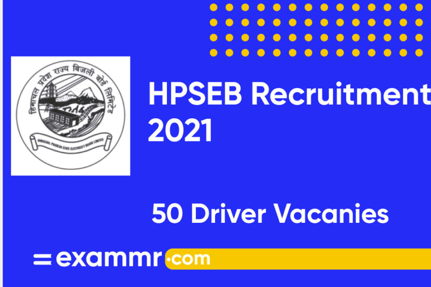 HPSEB Recruitment 2021: Notification Out for 50 Driver Posts
