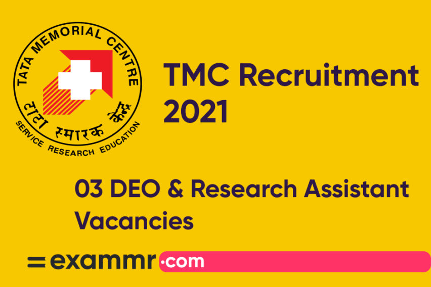 TMC Recruitment 2021: Apply for Data Entry Operator and Research Assistant Posts