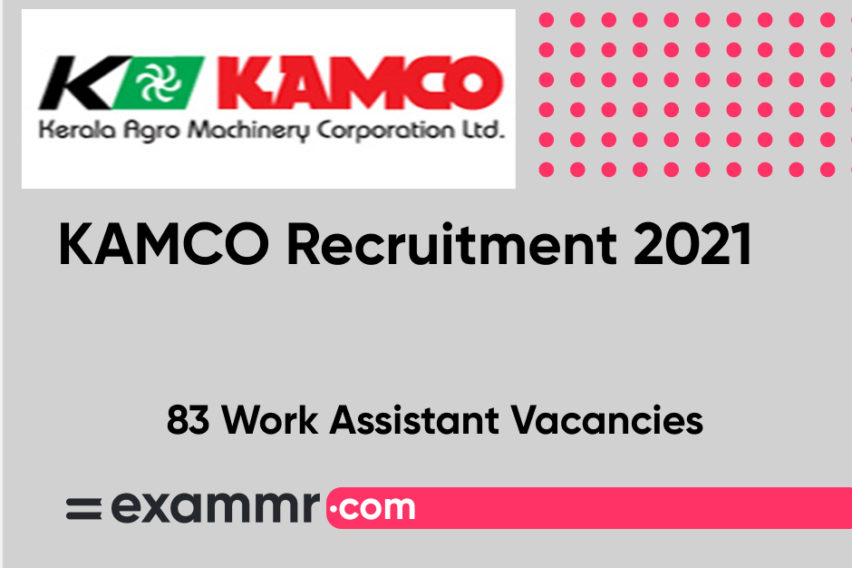 KAMCO Recruitment 2021: Notification Out for 83 Work Assistant Posts