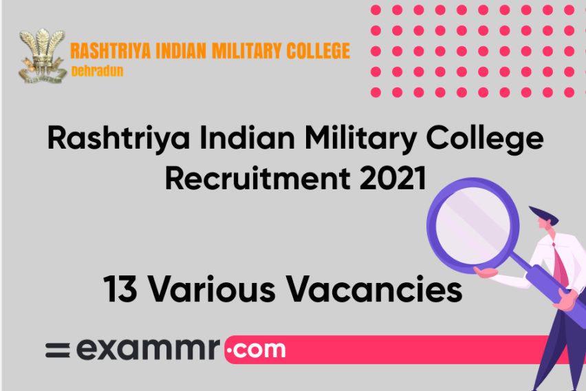 Rashtriya Indian Military College Recruitment 2021: Notification Out for 13 LDC, Lab Assistant, Cook & Other Posts