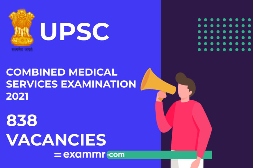 UPSC Recruitment: 838 Vacancies Via CMS 2021