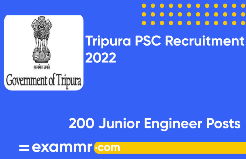 Tripura PSC JE Recruitment 2022: Notification Out for 200 Junior Engineer (JE) Posts