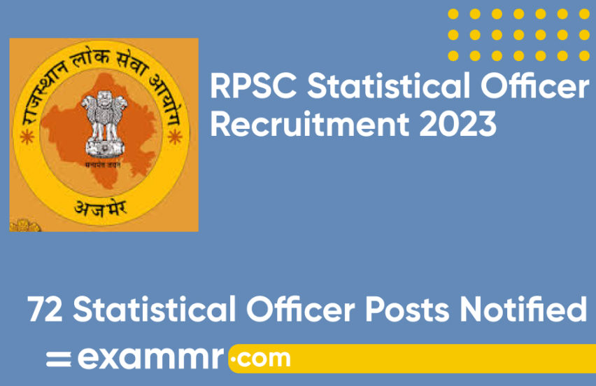RPSC Statistical Officer Recruitment 2023: Notification Out for 72 Statistical Officer Posts