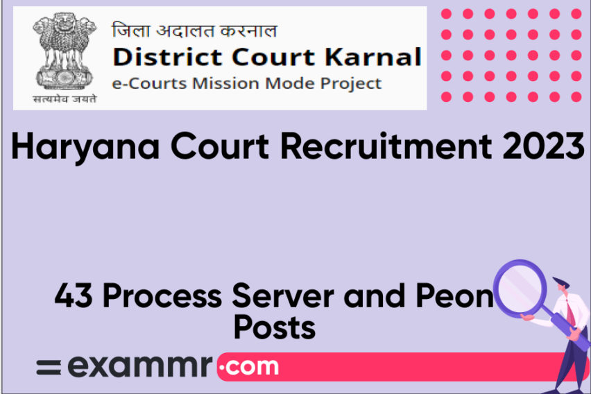 Haryana Court Recruitment 2023: Notification Out for 43 Process Server and Peon Posts